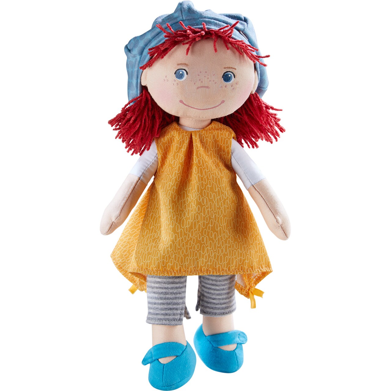 HABA Freya 12" Machine Washable Soft Doll with Red Hair, Blue eyes and Embroidered Face